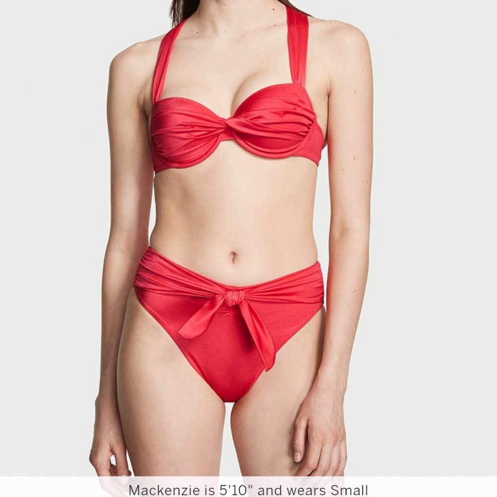 BLACK Twist high-waist cheeky bikini bottom